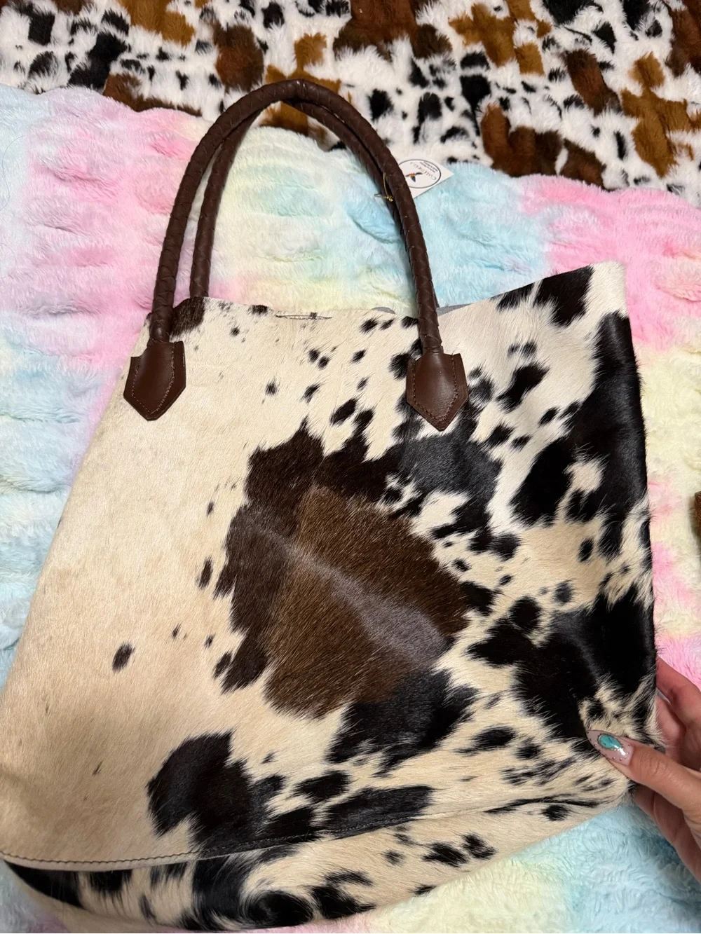 Leather Cow Hide Tote